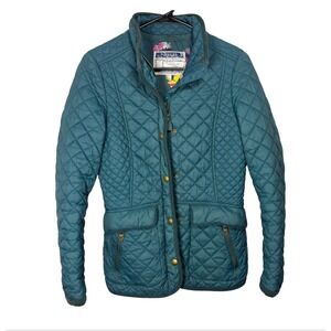Joules Newdale Quilted Jacket Women's Teal Green Floral Lined Coat